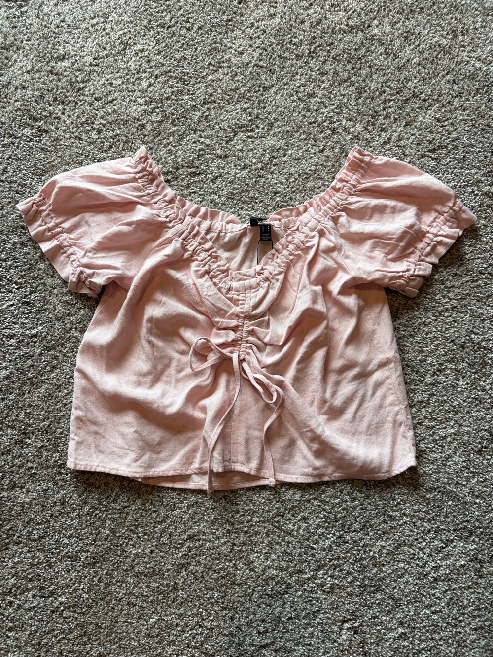Vero Moda Blush Pink Ruched Tie-Front Crop Top